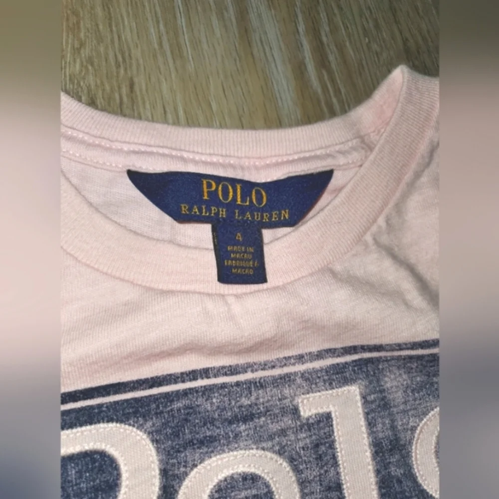 Girl's Ralph Lauren pink/navy short sleeve graphic tee Sz 4